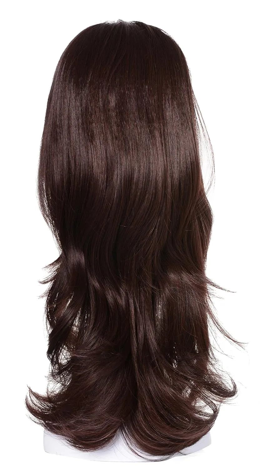 Onedor 22" Semi Curly Hair Women Ladies 3/4 Half Wig Premium Japanese Synthetic fibers Wigs with Secured Mesh Head Cap (2/33)