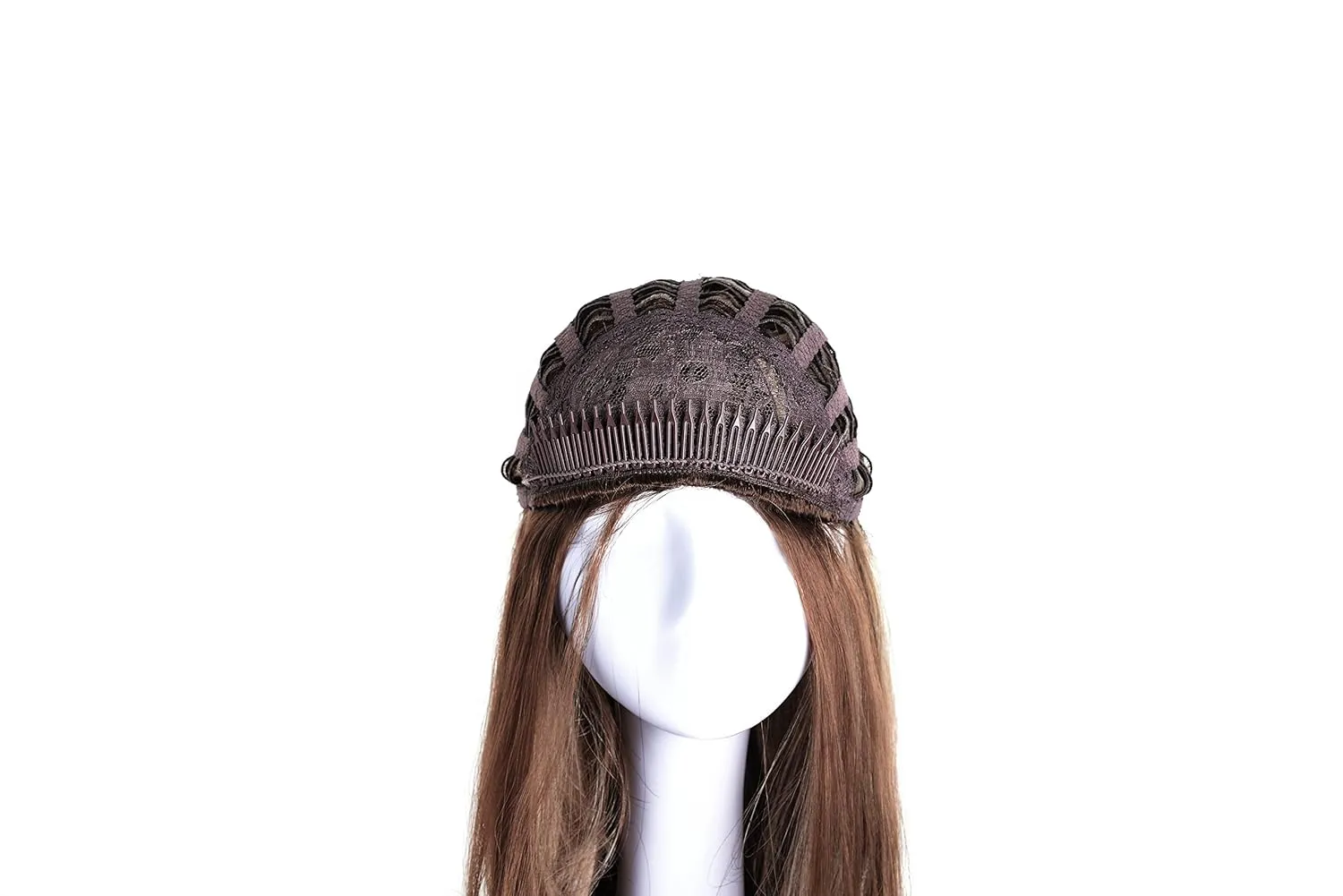 OneDor 22" Semi Curly Hair Women Ladies 3/4 Half Wig Premium Japanese Synthetic fibers Wigs with Secured Mesh Head Cap (R1224B)