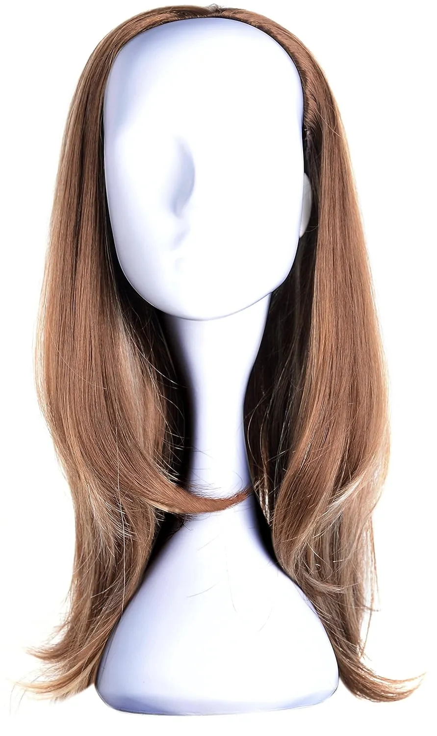 OneDor 22" Semi Curly Hair Women Ladies 3/4 Half Wig Premium Japanese Synthetic fibers Wigs with Secured Mesh Head Cap (R1224B)