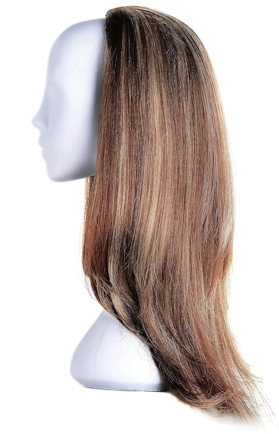 OneDor 22" Semi Curly Hair Women Ladies 3/4 Half Wig Premium Japanese Synthetic fibers Wigs with Secured Mesh Head Cap (R1224B)