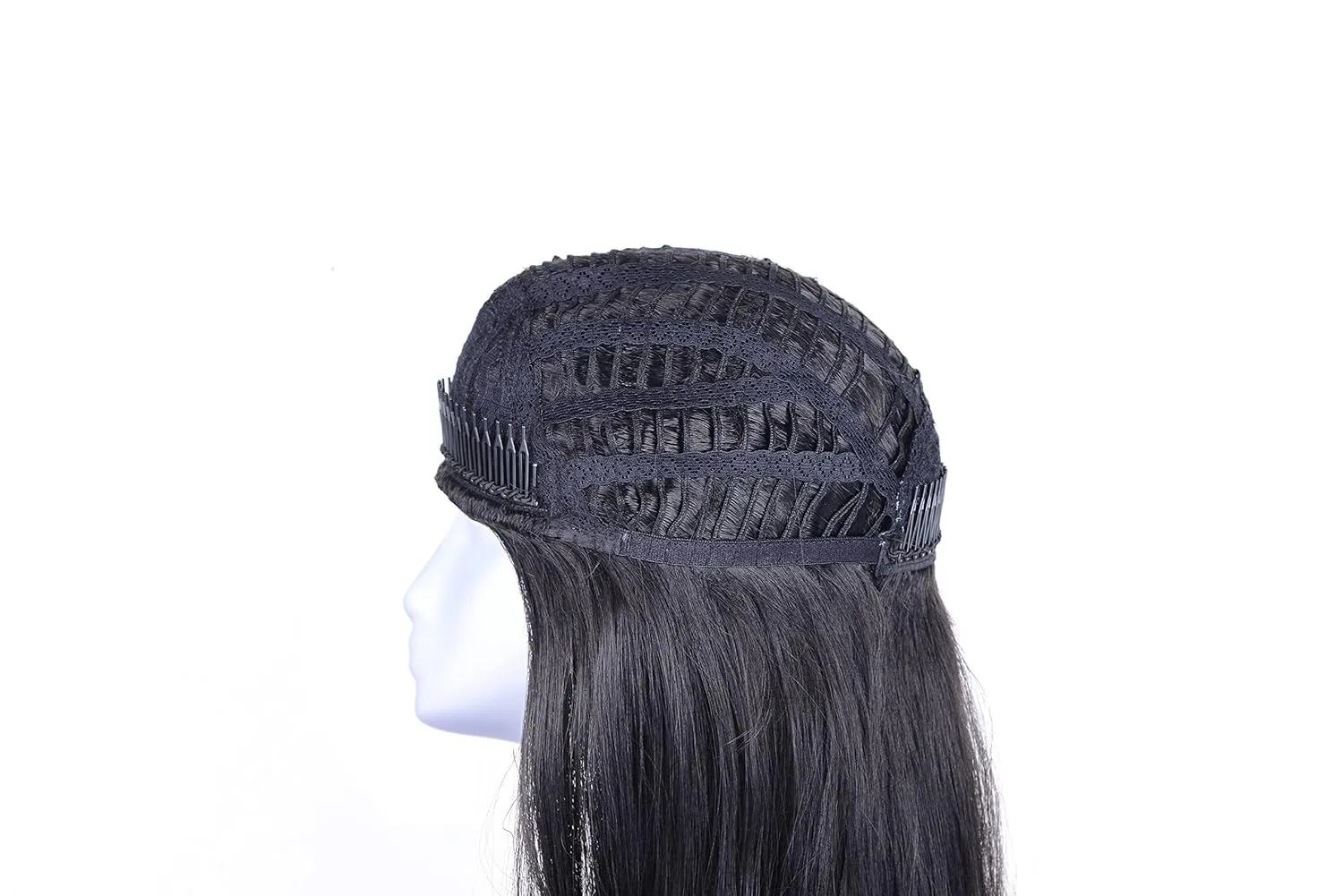 Onedor 22" Semi Curly Hair Women Ladies 3/4 Half Wig Premium Japanese Synthetic fibers Wigs with Secured Mesh Head Cap (R1)