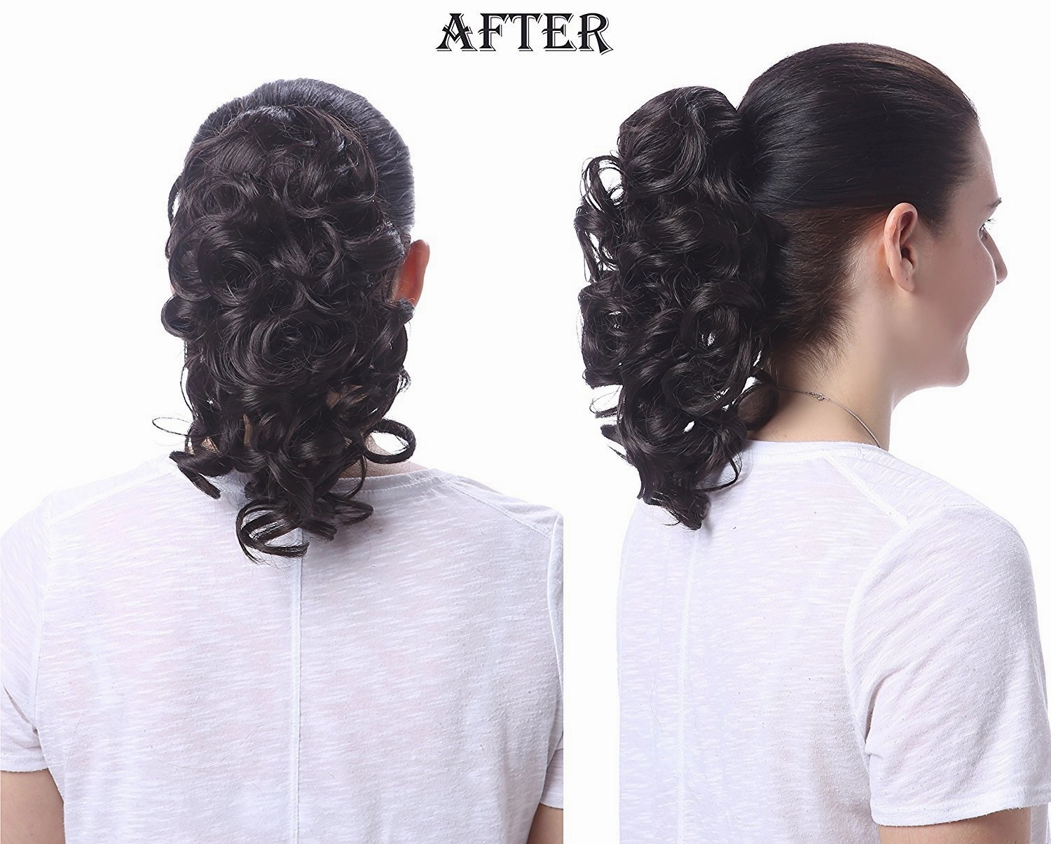 Onedor 12" Synthetic Fiber Natural Textured Curly Ponytail Clip In/On Hair Extension Hairpiece (4# - Dark Brown)