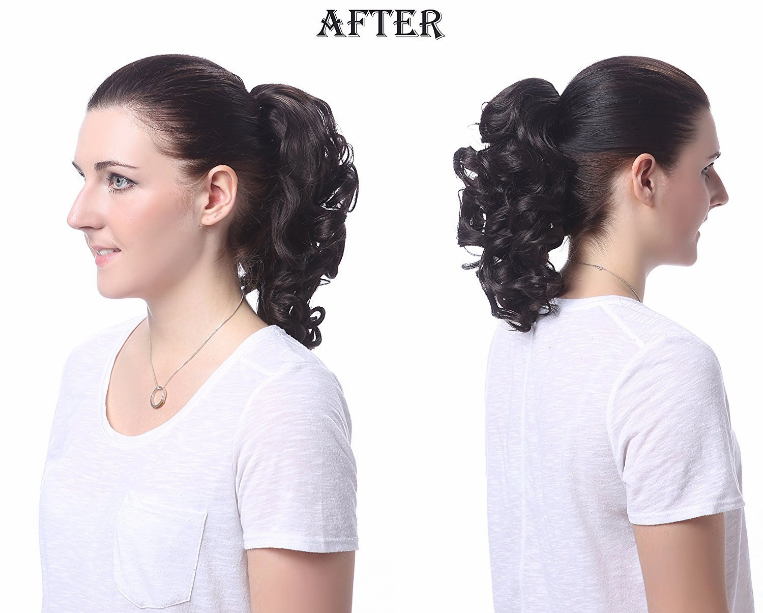 Onedor 12" Synthetic Fiber Natural Textured Curly Ponytail Clip In/On Hair Extension Hairpiece (4# - Dark Brown)