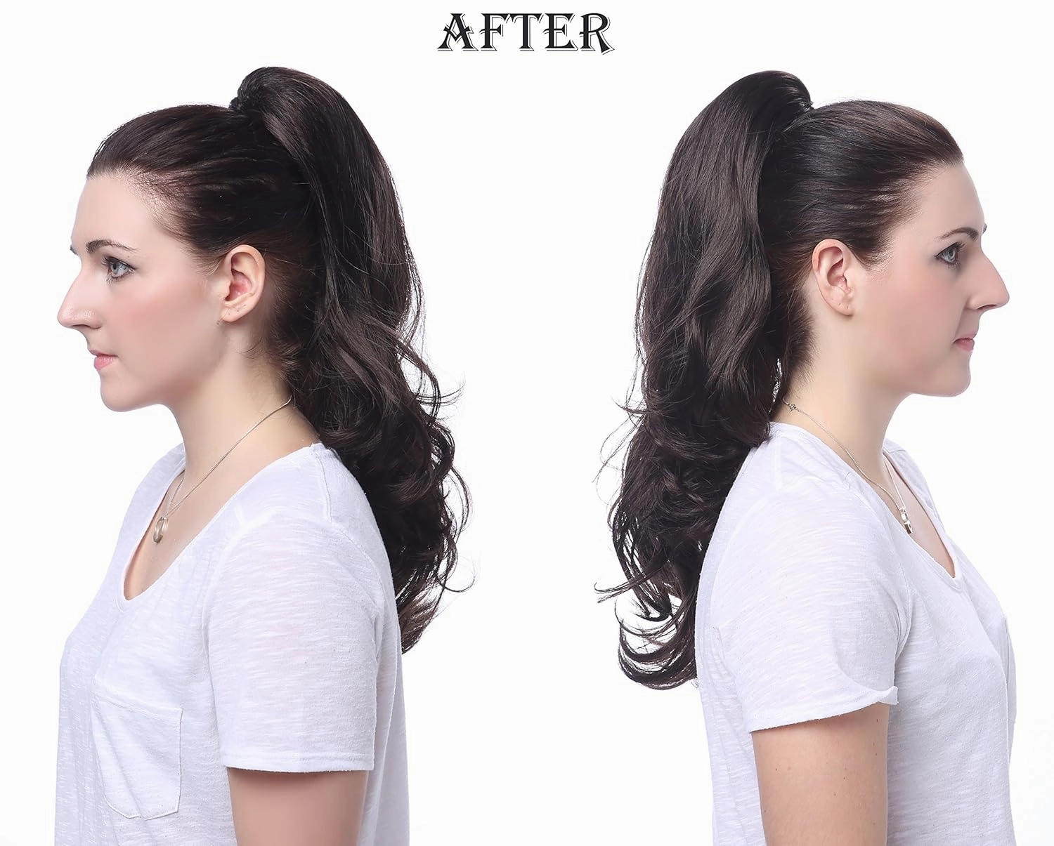 OneDor 20" Curly Synthetic Clip In Claw Drawstring Ponytail Hair Extension Synthetic Hairpiece 190g with a jaw/claw clip (1#-Black)