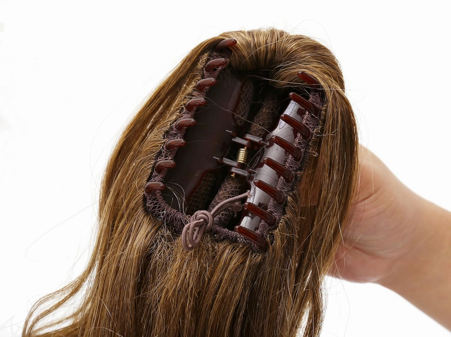 OneDor 20" Curly Synthetic Clip In Claw Drawstring Ponytail Hair Extension Synthetic Hairpiece 190g with a jaw/claw clip (1#-Black)