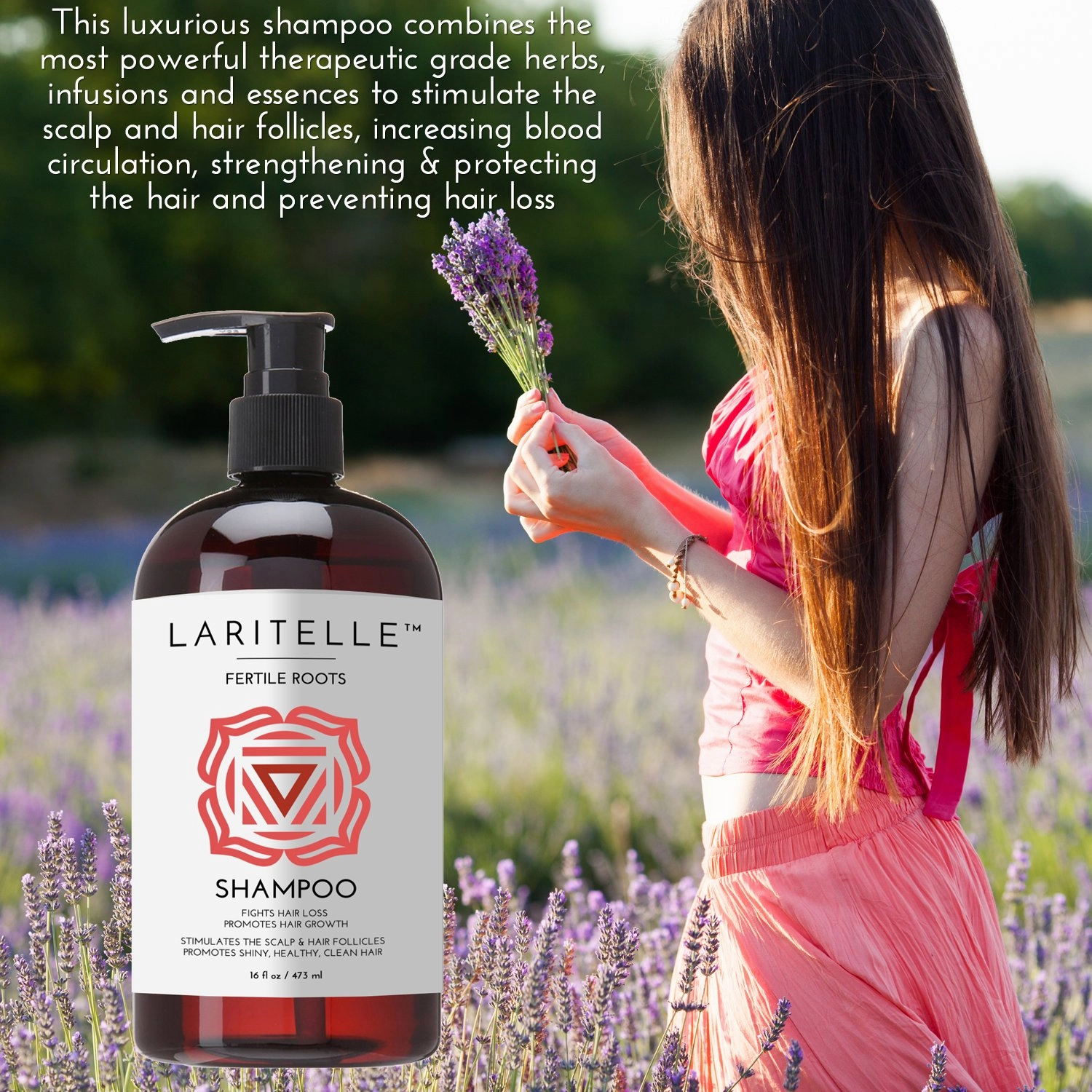 Organic Shampoo 16 oz. Fortifying, Strengthening, Rejuvenating. Prevents Hair Shedding, Promotes New Hair Growth. Ayurvedic Herbs, Lavender, Ginger, Rosemary, Patchouli and Cloves. Vegan. GF