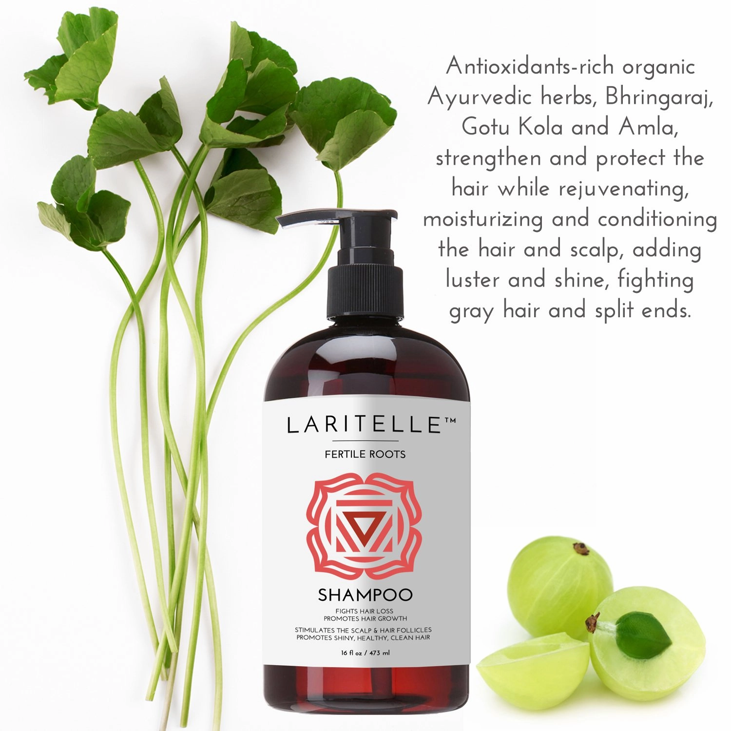 Organic Shampoo 16 oz. Fortifying, Strengthening, Rejuvenating. Prevents Hair Shedding, Promotes New Hair Growth. Ayurvedic Herbs, Lavender, Ginger, Rosemary, Patchouli and Cloves. Vegan. GF
