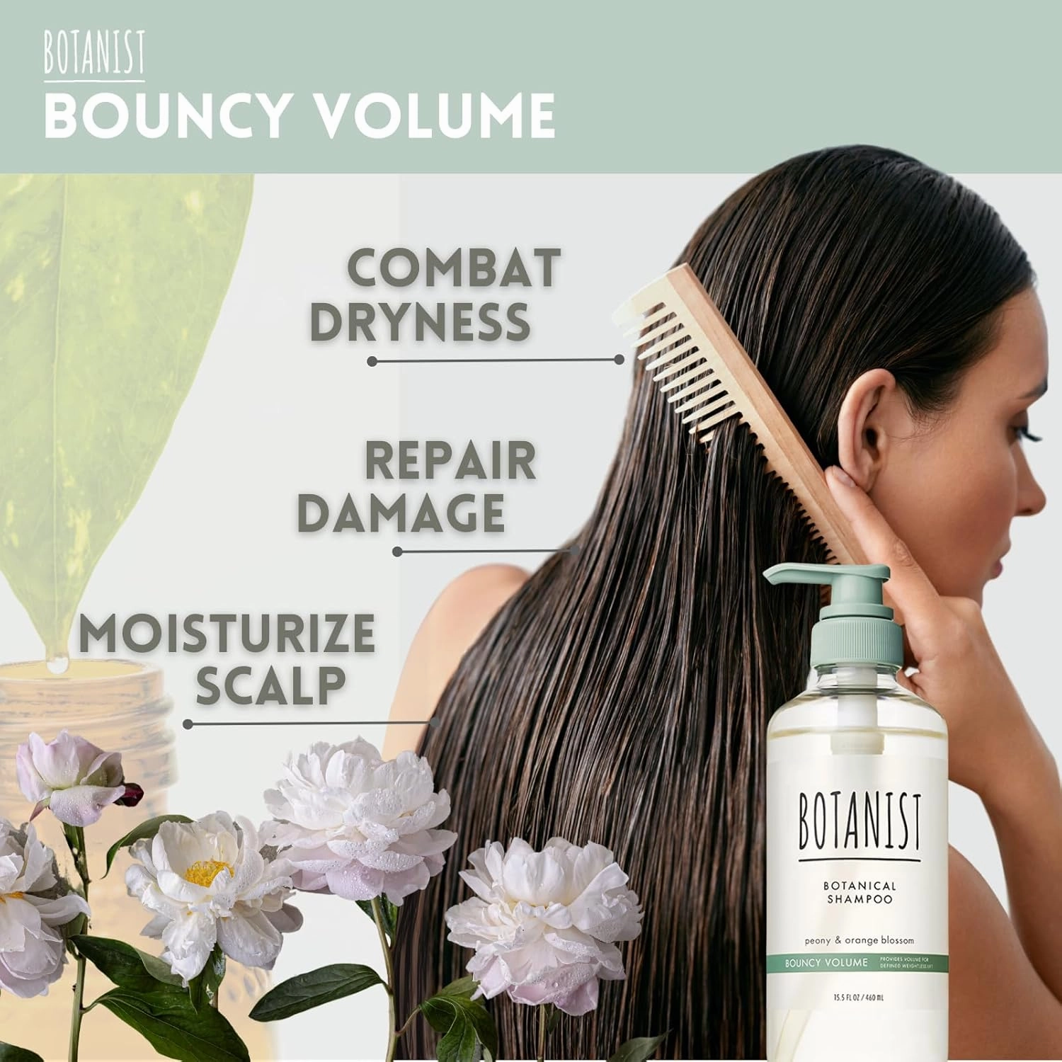Organic Shampoo for Thin & Fine Hair Women & Men, Natural Shampoo from Japan with Collagen, Macadamia Nut Oil & Jojoba Seed Oil, Sulfate & Silicone Free, Peony& Orange Blossom,15.5 Fl Oz, 2EA