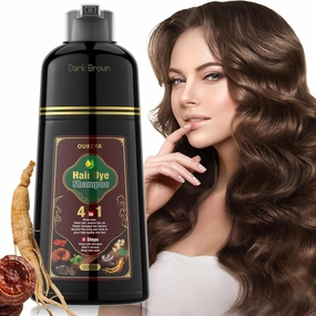 OUKEYA Dark Brown Hair Dye Shampoo 4 In 1, Hair Color Shampoo for Gray Hair Coverage for Women & Men, Instant Natural Herbal Ingredients Color Professional Salon-Level Treatments