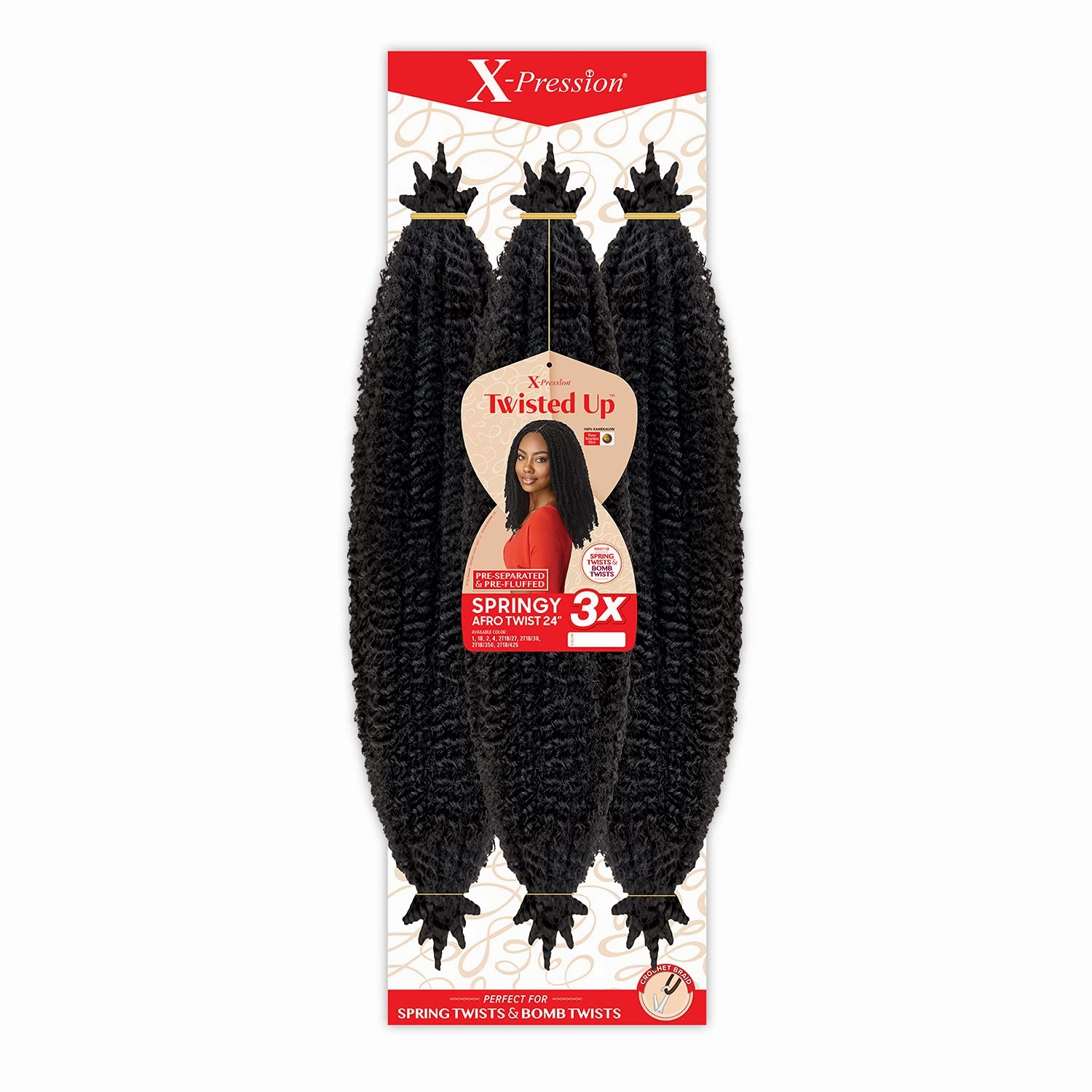 Outre Crochet Braids X-Pression Twisted Up 3X Springy Afro Twist 24" (3-pack, 2T1B/30)