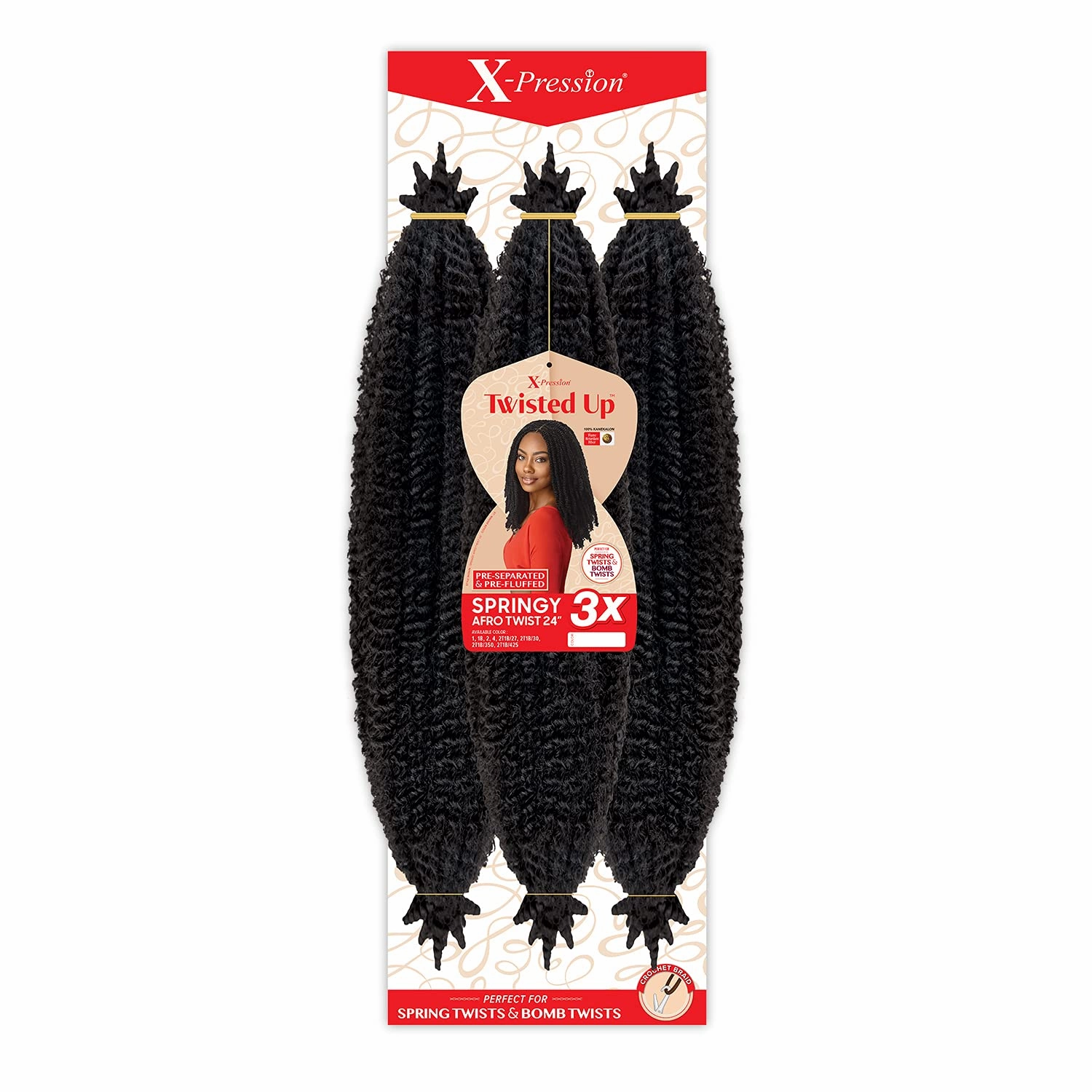 Outre Crochet Braids X-Pression Twisted Up 3X Springy Afro Twist 24" (5-pack, 4)