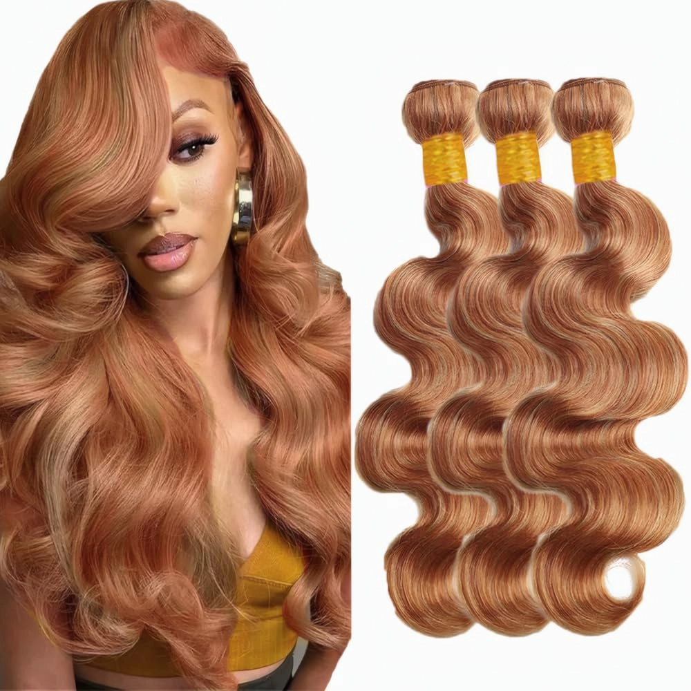 P27/30 Human Hair Bundles Ombre Body Wave Bundles Honey Blonde 10 12 14 Inch 8A Brazilian Virgin Remy Hair 2 Tone Color #30 Mixed With Color #27