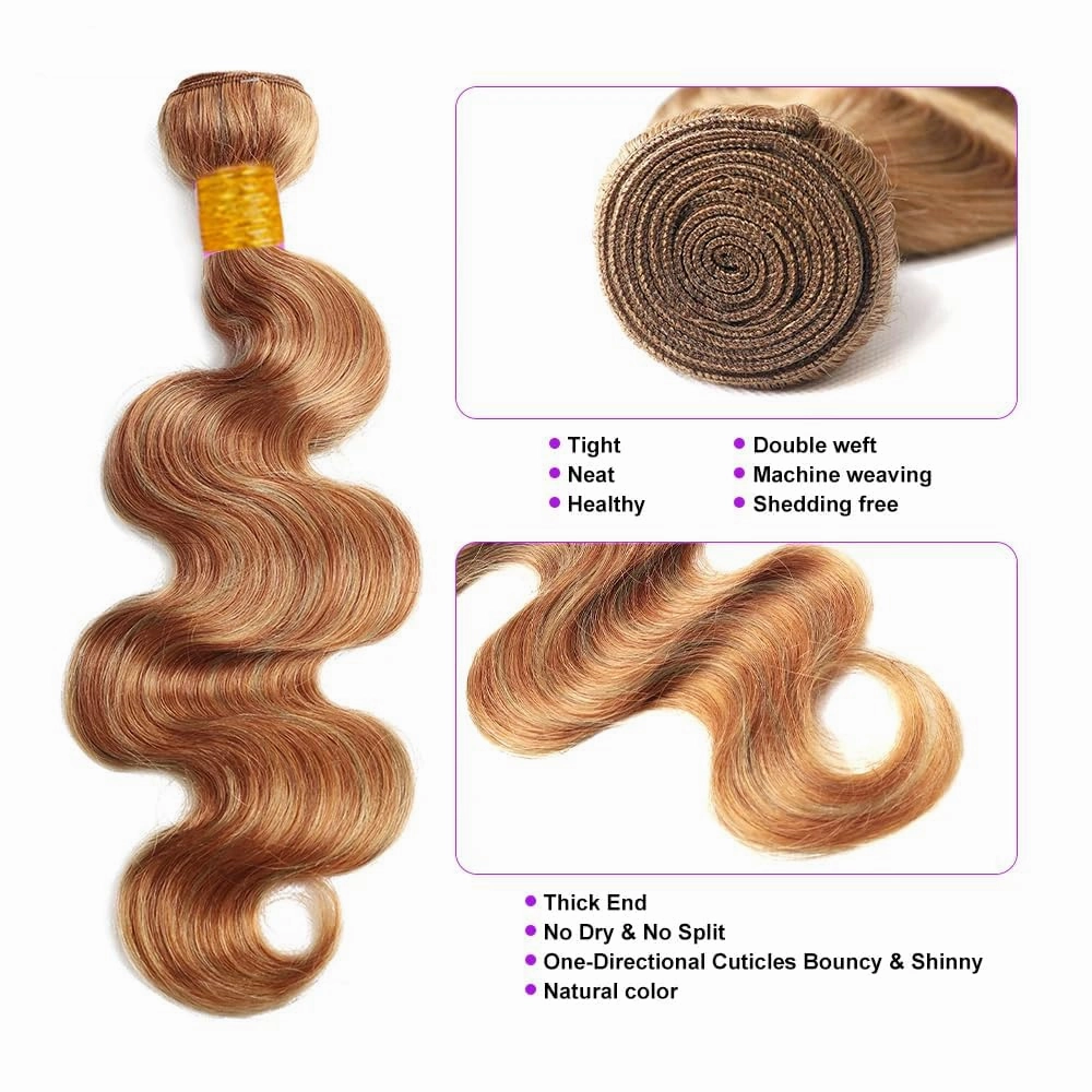 P27/30 Human Hair Bundles Ombre Body Wave Bundles Honey Blonde 10 12 14 Inch 8A Brazilian Virgin Remy Hair 2 Tone Color #30 Mixed With Color #27
