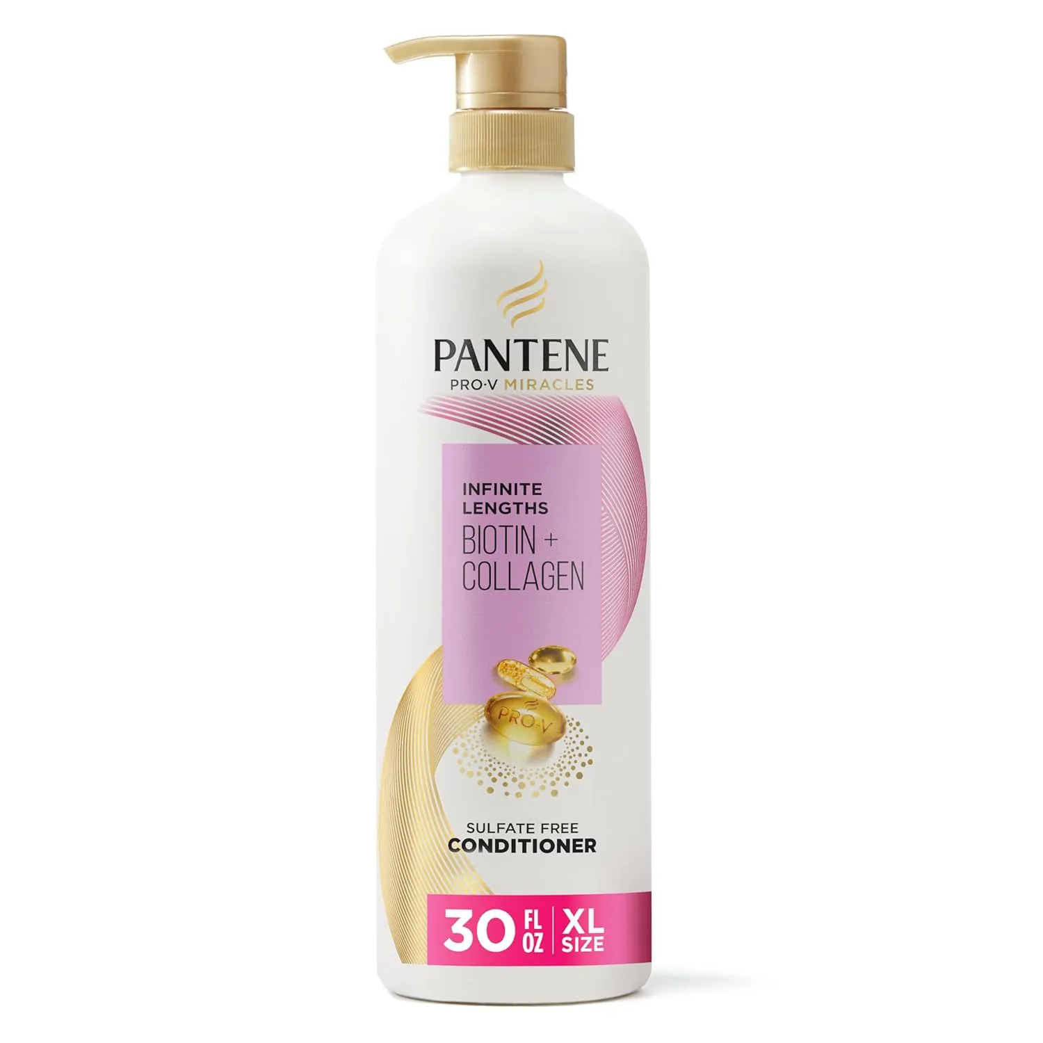 Pantene Infinite Lengths Conditioner with Biotin   Collagen, Strengthens Brittle Hair, Up to 90% Less Breakage, 1 Minute Miracle, Safe for Color Treated Hair, Floral Scent, 30 Fl Oz
