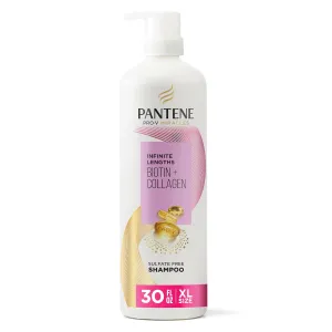 Pantene Infinite Lengths Shampoo, Sulfate Free with Biotin   Collagen, Strengthens Brittle Hair, Up to 90% Less Breakage, Safe for Color Treated Hair, Pro-V Miracles, Floral Scent, 30 Fl Oz