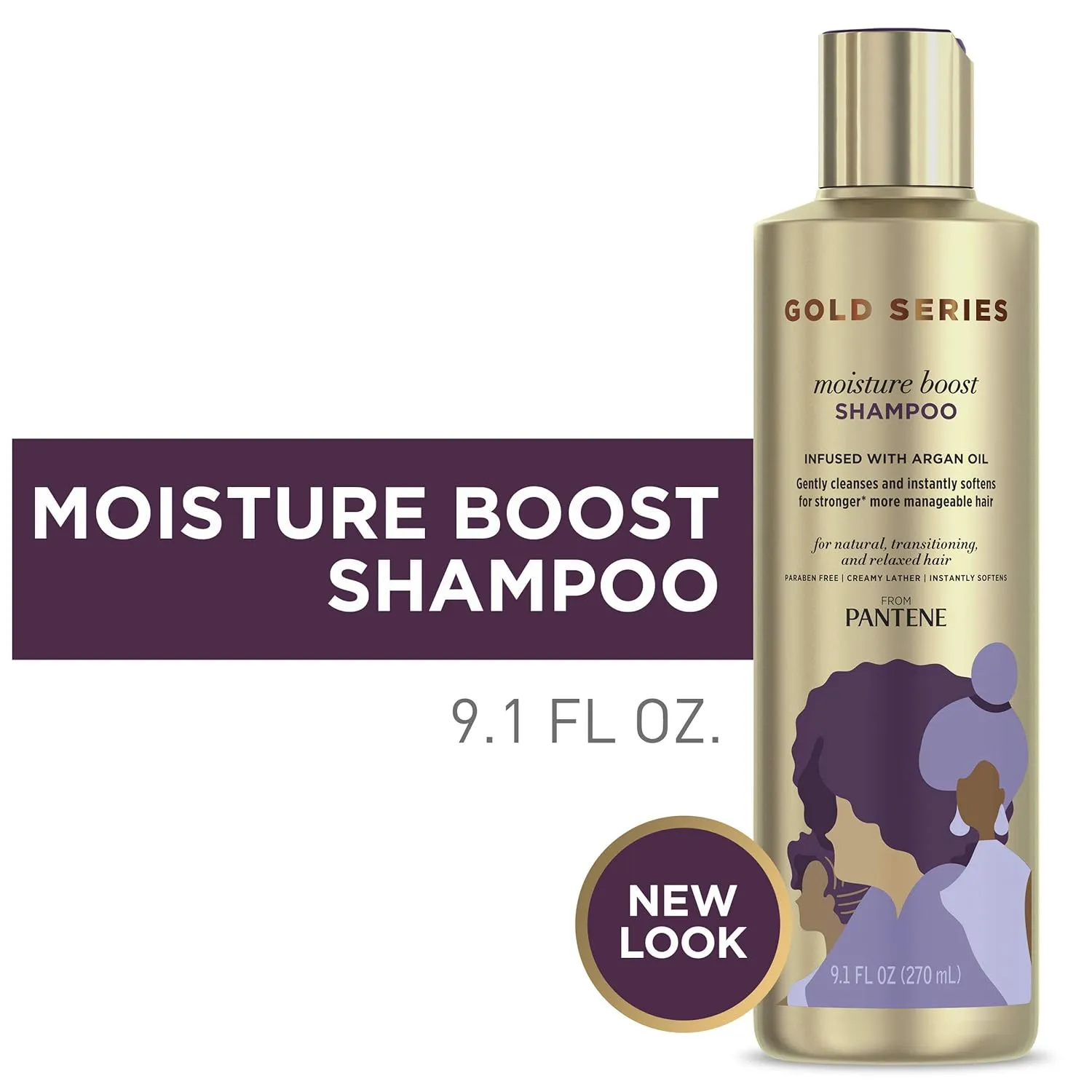 Pantene ProV Gold Series Boost, Moisture Shampoo, 9.1 Fl Oz (Pack of 2)