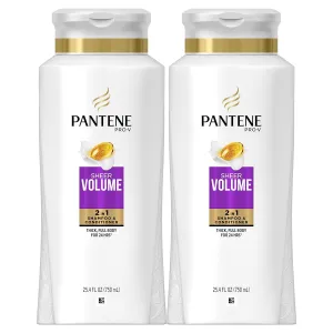 Pantene, Shampoo and Conditioner 2 in 1, Pro-V Sheer Volume for Fine Hair, 25.4 fl oz, Twin Pack