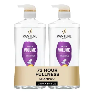 Pantene Shampoo, Sheer Volume - Lightweight Nourishment for Fine, Color-Treated Hair, 72-Hour Fullness and Body, 27.7 Oz Each, 2-Pack   Miracle Rescue Shot (0.5 Oz)