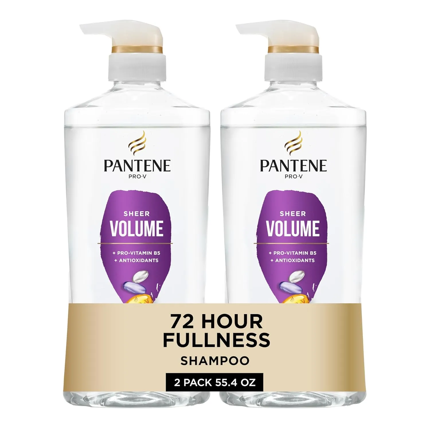 Pantene Shampoo, Sheer Volume - Lightweight Nourishment for Fine, Color-Treated Hair, 72-Hour Fullness and Body, 27.7 Oz Each, 2-Pack   Miracle Rescue Shot (0.5 Oz)