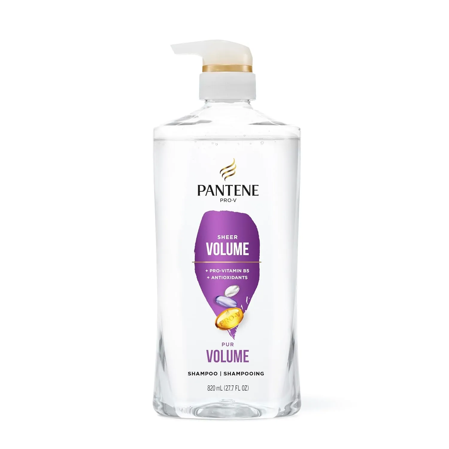 Pantene Shampoo, Sheer Volume - Lightweight Nourishment for Fine, Color-Treated Hair, 72-Hour Fullness and Body, 27.7 Oz Each, 2-Pack   Miracle Rescue Shot (0.5 Oz)