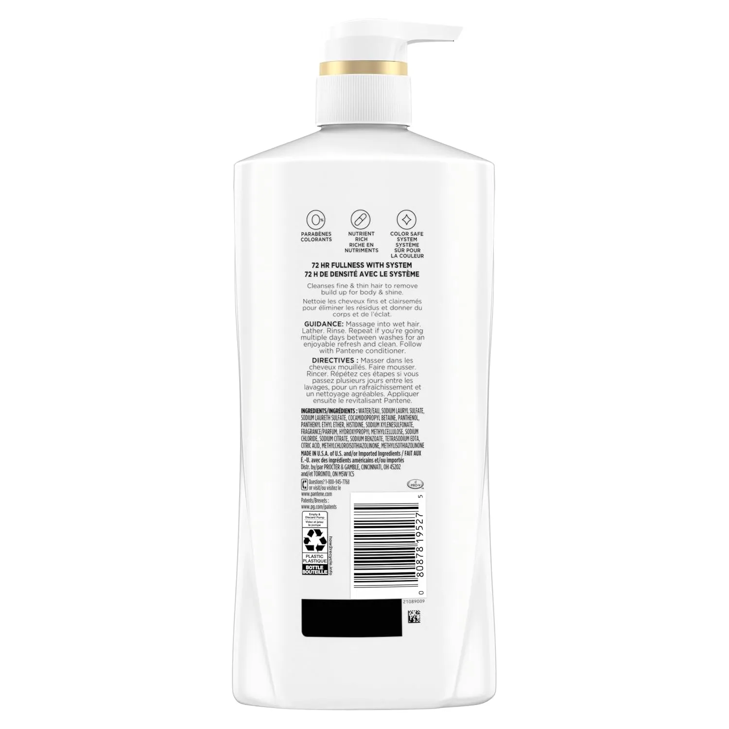 Pantene Shampoo, Sheer Volume - Lightweight Nourishment for Fine, Color-Treated Hair, 72-Hour Fullness and Body, 27.7 Oz Each, 2-Pack   Miracle Rescue Shot (0.5 Oz)