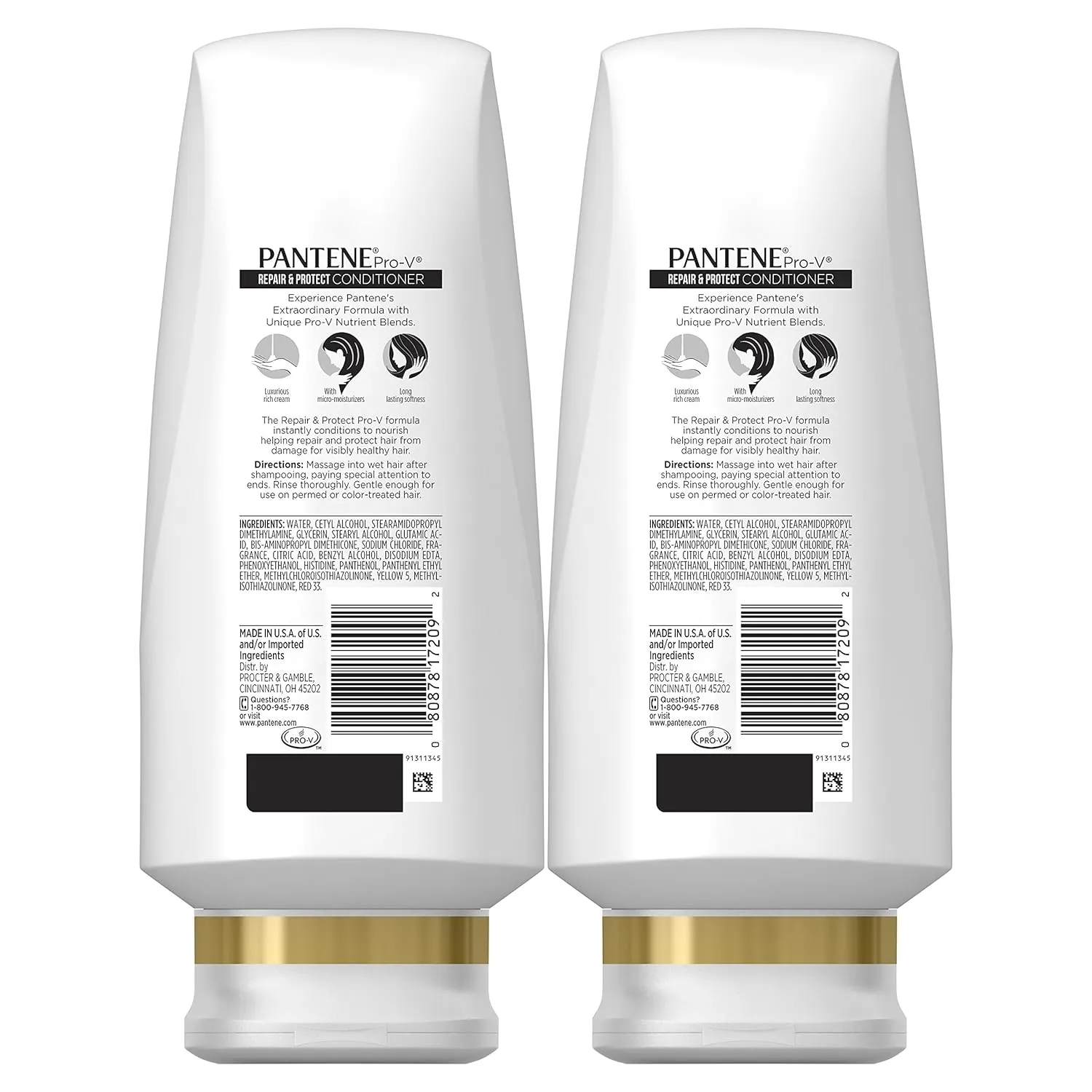 Pantene Sulfate Free Conditioner for Damaged Hair, Repair and Protect, 24 Fl Oz (Pack of 2) (Packaging May Vary)