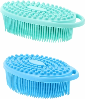 PartyKindom 2pcs Silicone Body Scrubber Exfoliating Bath Brush for Daily Cleansing Soft Scalp Massager for Adults Convenient Hanging Design for Shower Essentials