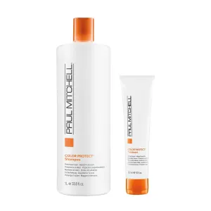 Paul Mitchell Color Protect Shampoo,33.8 fl. oz.   Adds Protection, and Color Protect Treatment, Intense Repair, 5.1 fl. oz., For Color-Treated-Hair, Set