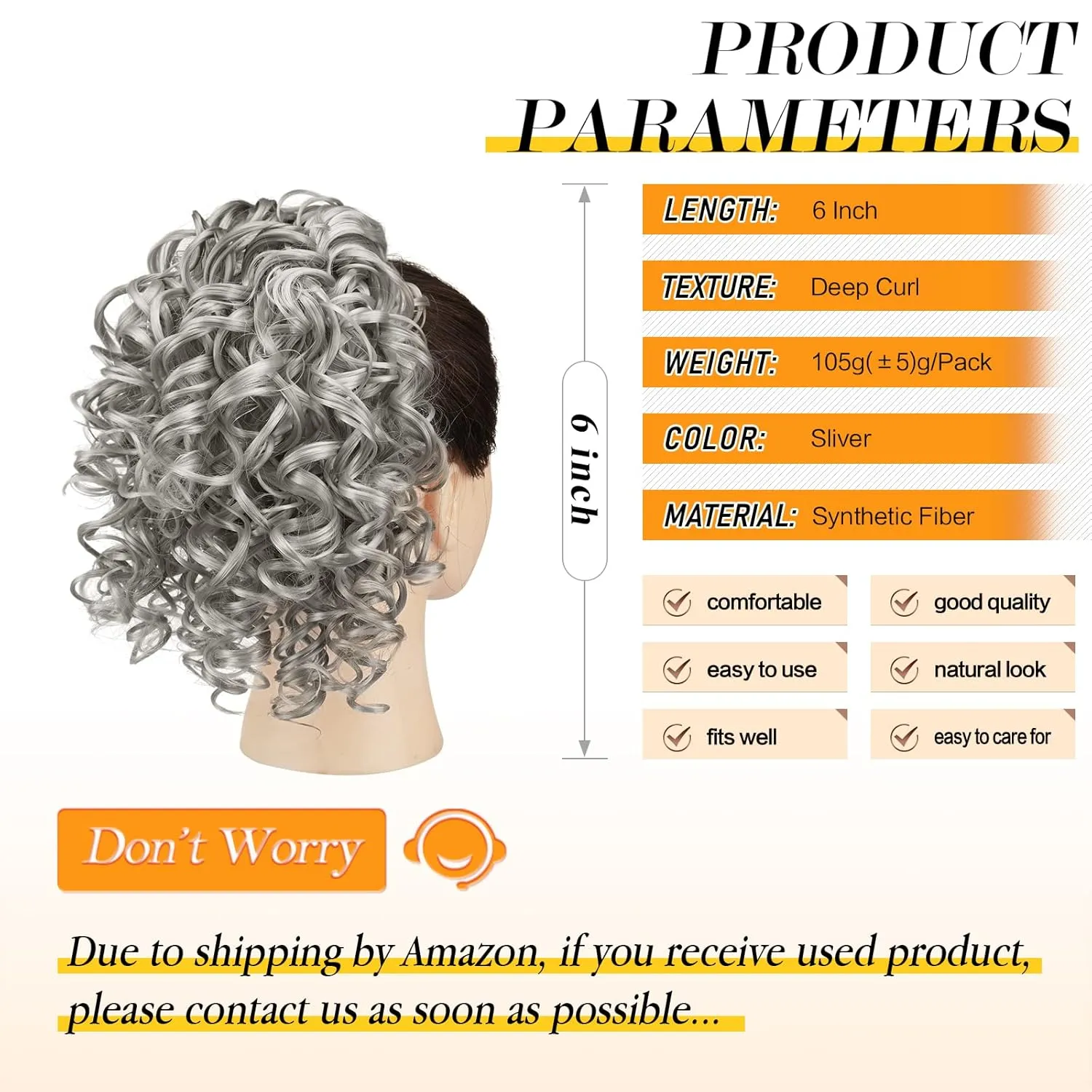 PEACOCO Curly Ponytail Extension Drawstring Ponytails for Black Women - 6 Inch Pony Tail Clip on Ponytail Synthetic Short Afro Hairpiece for Daily Use（0906#）