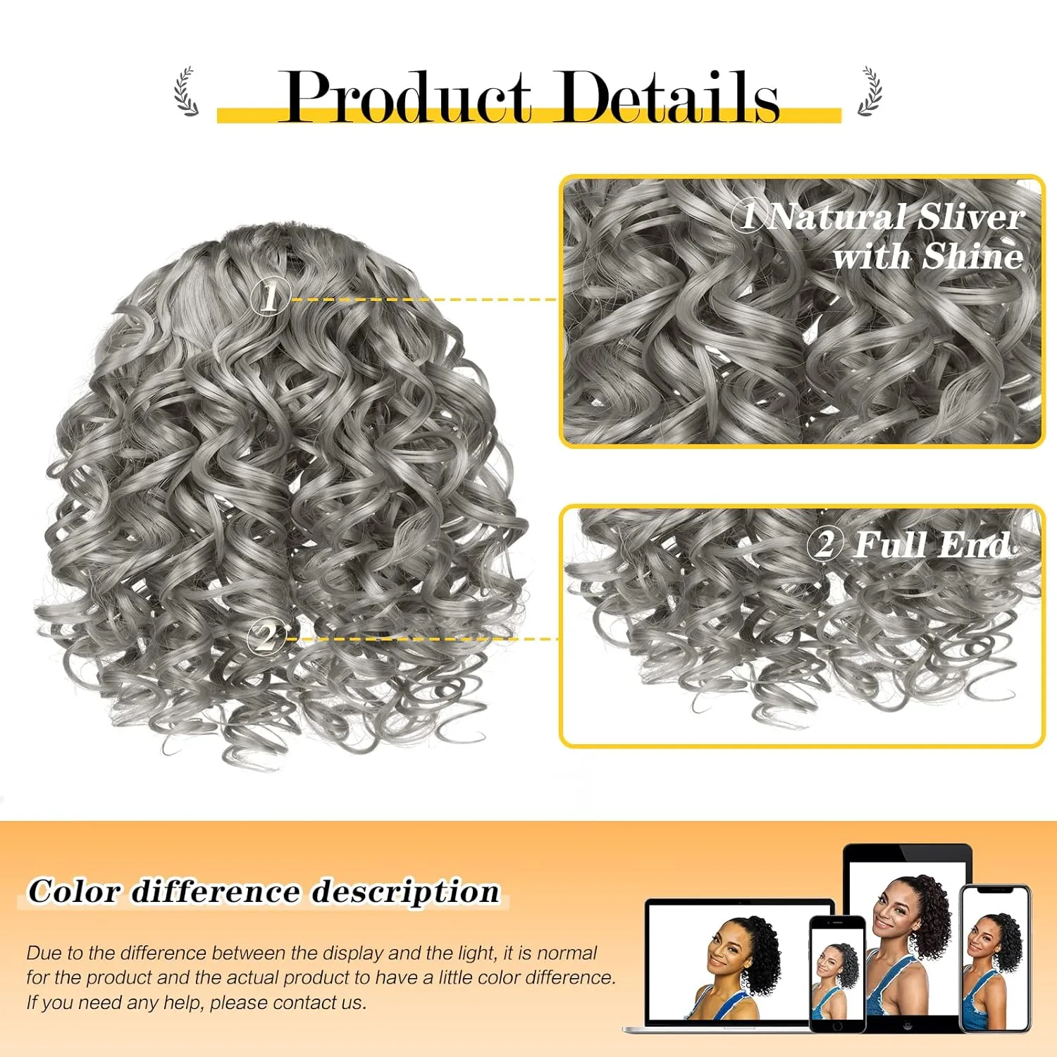 PEACOCO Curly Ponytail Extension Drawstring Ponytails for Black Women - 6 Inch Pony Tail Clip on Ponytail Synthetic Short Afro Hairpiece for Daily Use（0906#）