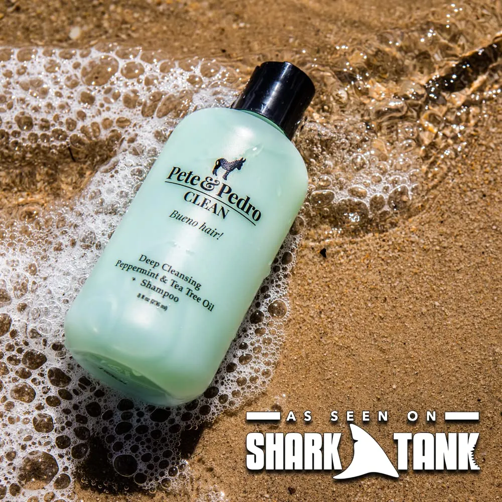 Pete & Pedro CLEAN Shampoo - Deep Cleansing Tea Tree Oil And Peppermint Daily Cleaning Haircare Shampoo For Men & Women | Helps With Dandruff & Greasy Hair | As Seen on Shark Tank, 8.5 oz.
