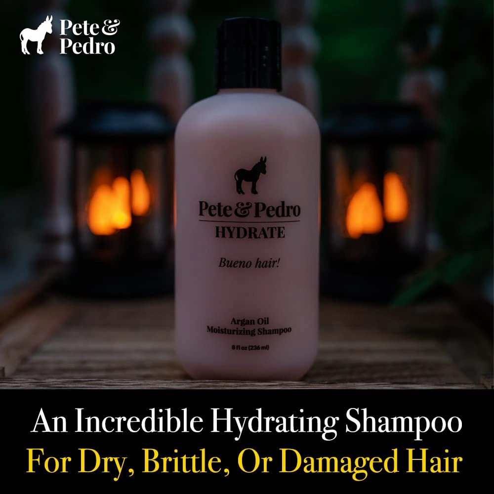 Pete & Pedro HYDRATE - Hydrating Argan Oil Shampoo For Men & Women | Moisturizing Daily Shampoo Cleanser For Dry, Dull, & Fragile Hair | As Seen on Shark Tank, 8.5 oz.