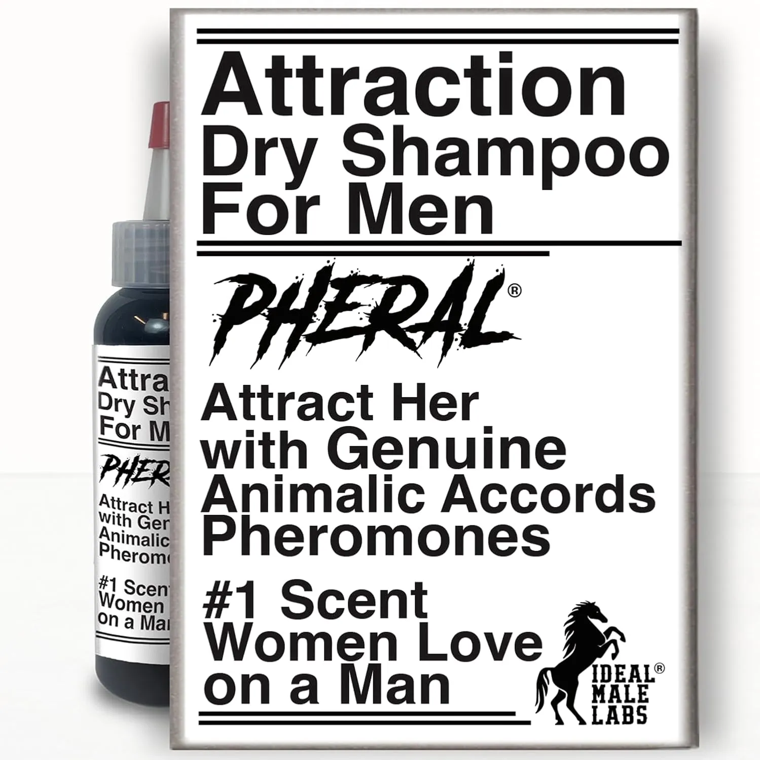 Pheral Attraction Dry Shampoo for Men, 40g, Non-Aerosol, Attract Women with Clean Grease-Free Hair On the Go, Loaded with Genuine PheralAide Animalic Accord Pheromones