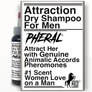Pheral Attraction Dry Shampoo for Men, 40g, Non-Aerosol, Attract Women with Clean Grease-Free Hair On the Go, Loaded with Genuine PheralAide Animalic Accord Pheromones