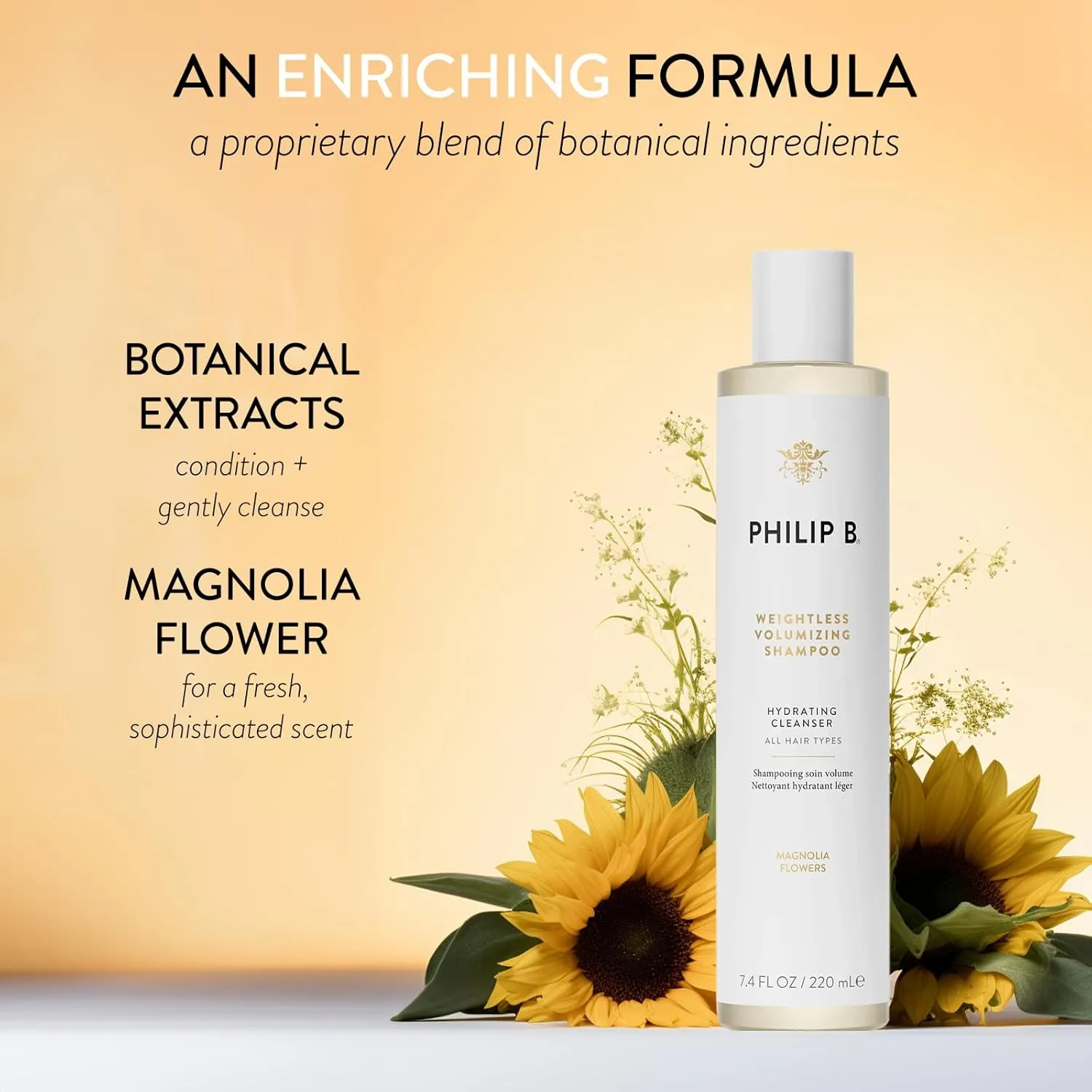 PHILIP B Weightless Volumizing Shampoo, 7.4 fl. oz. (220 ml) - Removes Oil and Product Build-Up, Adds Extra Body, Bounce and Shine