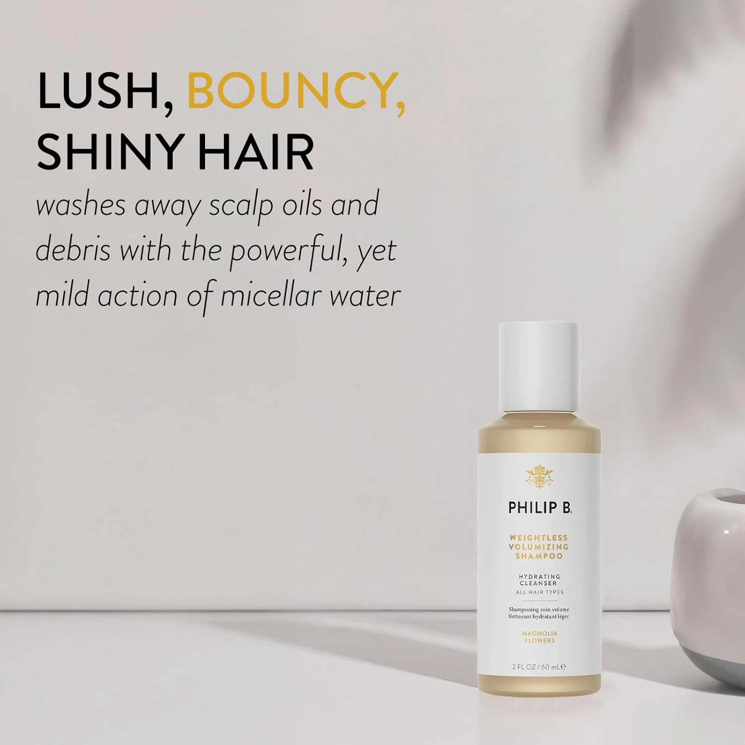 PHILIP B Weightless Volumizing Shampoo, 2 fl. oz. (60 ml) - Removes Oil and Product Build-Up, Adds Extra Body, Bounce and Shine