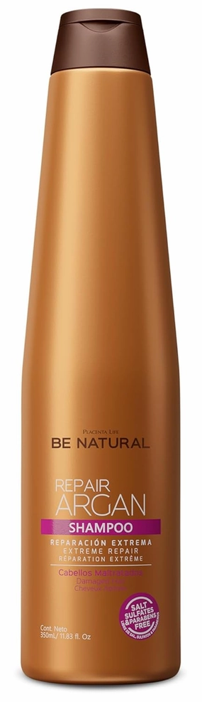 PLACENTA LIFE BE NATURAL Argan Shampoo - Repair and Nourish Damaged Hair with Argan Oil (350ml/11.83 fl.oz)