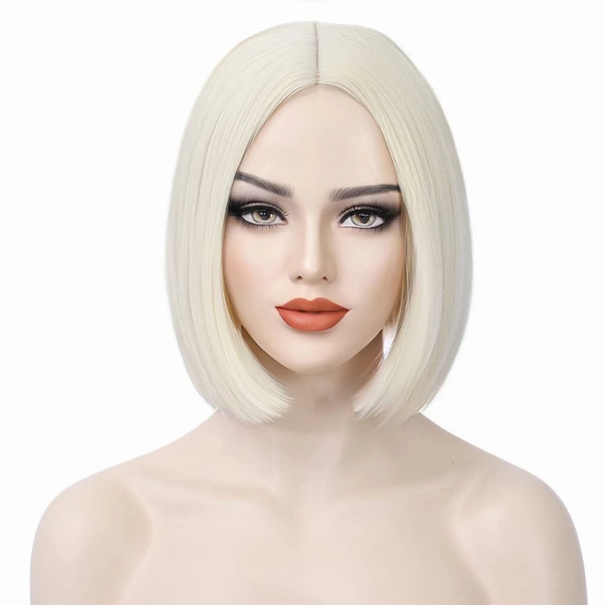 Platinum Blonde Bob Wig Platinum Blonde Wigs for Women Short Straight Wig Middle Part wig Heat Resistant Synthetic Wigs for Cosplay Costume Party