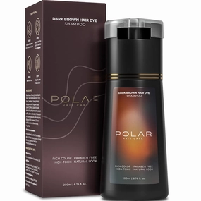 Polar Haircare - Hair Dye Shampoo for Gray Hair for Women & Men (Dark Brown) Natural Hair Dye Kit - Semi Permanent Hair Dye Shampoo - Vegan Hair Dye USA 6.76 Fl Oz