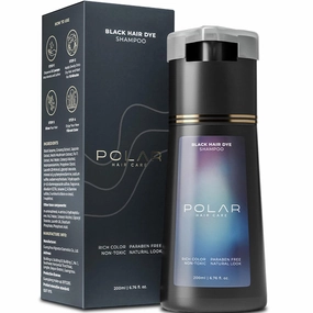 Polar Haircare - Hair Dye Shampoo for Gray Hair for Women & Men (Jet Black) Natural Hair Dye Kit - Semi Permanent Hair Dye Shampoo - Vegan Hair Dye USA 6.76 Fl Oz