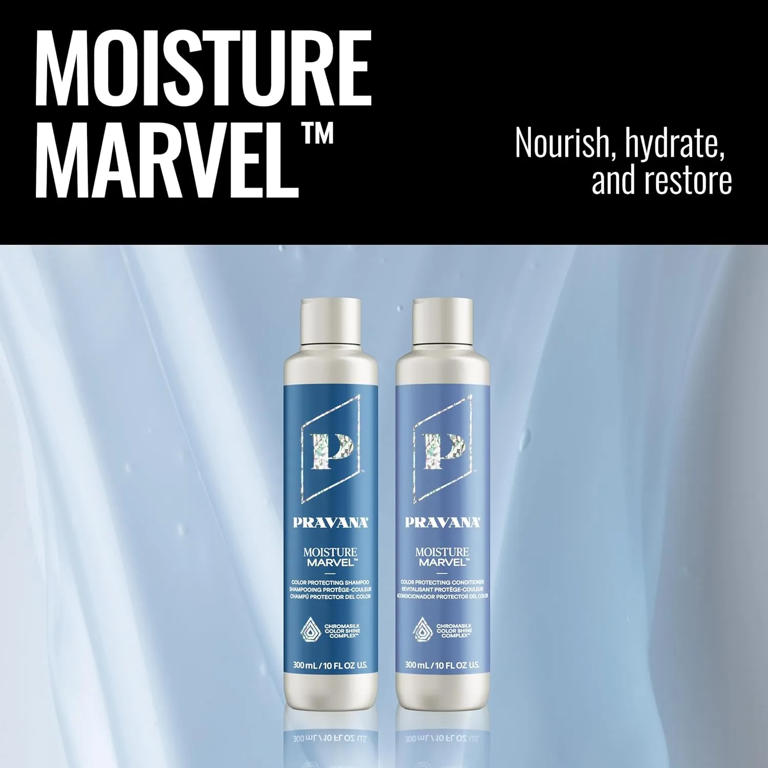 Pravana Moisture Marvel Shampoo | Nourishes, Hydrates, Moisturizes | For Dry, Color Treated Hair | Hyaluronic Acid Formula | Chromasilk Enhances Shine & Protection | Vegan Cruelty-Free | Paraben Free
