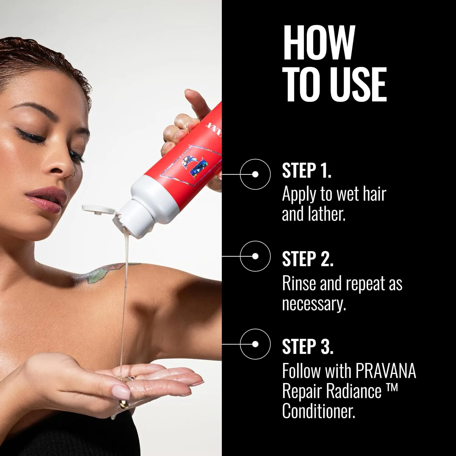 Pravana Repair Radiance Shampoo | Strengthens, Protects, Restores | For Damaged, Color Treated Hair | Reduces Breakage & Split Ends | Chromasilk Enhances Shine & Protection | Vegan | Paraben Free