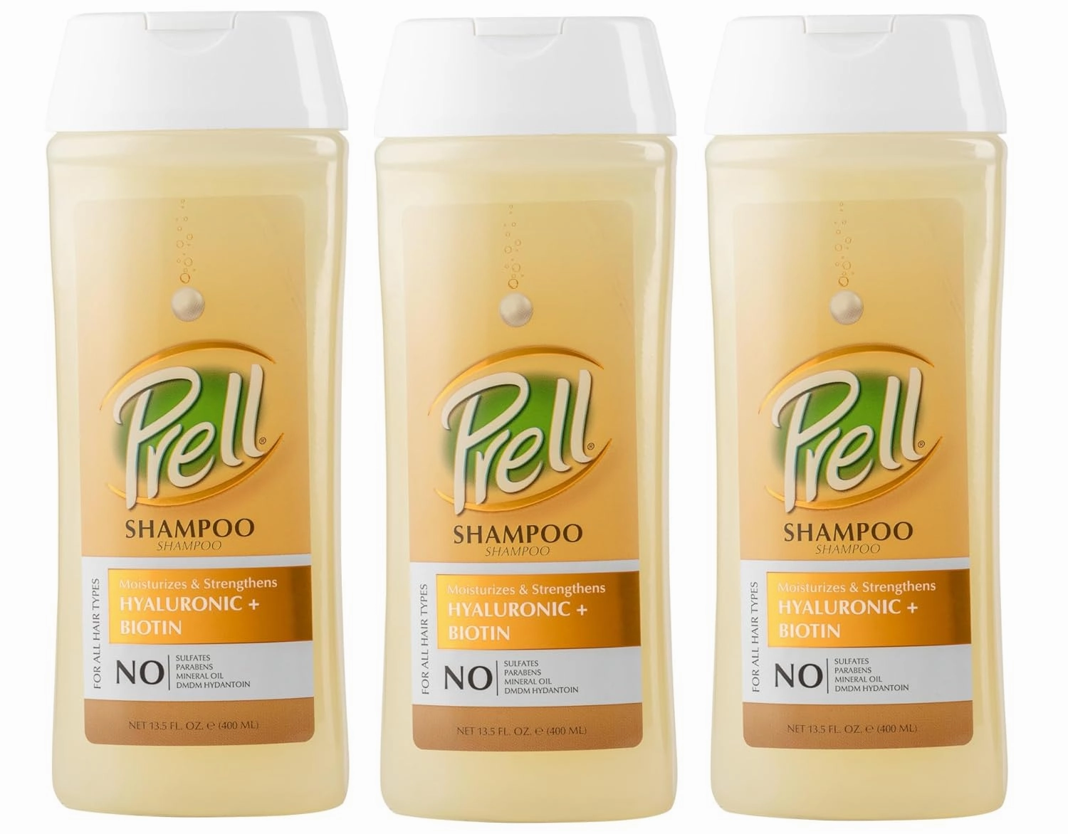 Prell Hyaluronic   Biotin Moisturizes & Strengthens Shampoo for All Hair Types 13.5 fl.oz (Pack of 3)