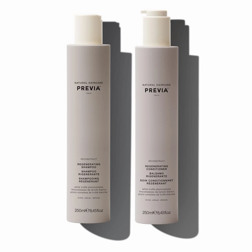 PREVIA Reconstruct Regenerating Anti-Aging Hair Shampoo & Hair Conditioner - Sulfate-Free Hydrating Shampoo & Conditioner Duo for Damaged Scalp & Brittle Strands – Pack of 2 (8.45 oz Each)