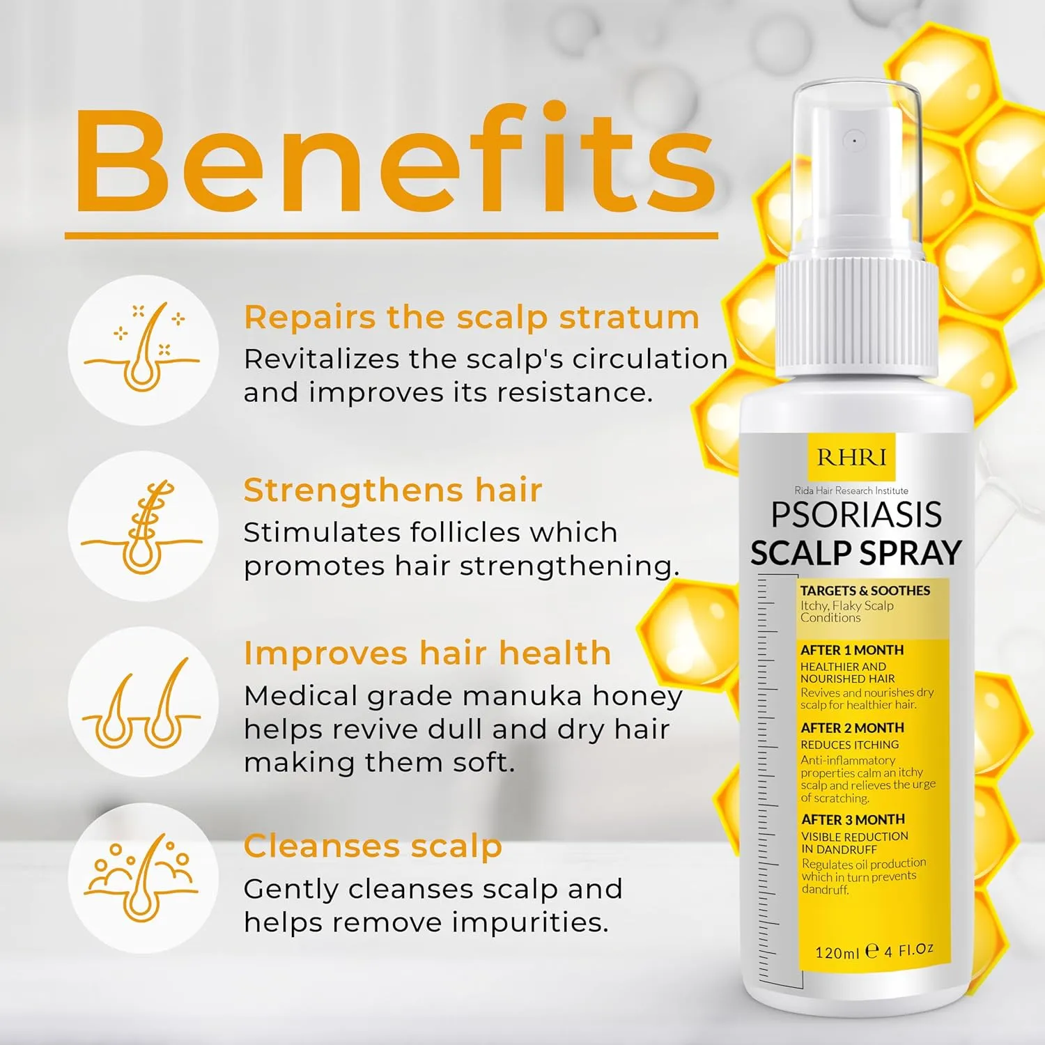 Psoriasis Scalp Spray | Psoriasis and Dandruff Treatment for Scalp Yeast Infections, Psoriasis Flare-Ups & Folliculitis | Antifungal Ringworm Itchy Scalp Spray for Psoriasis, Dryness