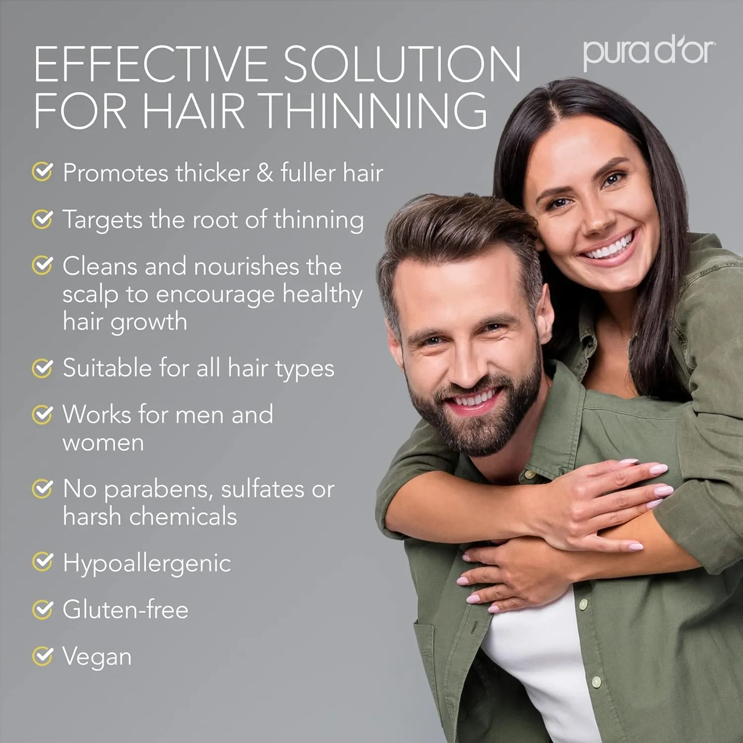 PURA D'OR 16 Oz Original Gold Label Anti-Thinning Biotin Shampoo Natural Earthy Scent, CLINICALLY TESTED Effective Results, Herbal Hair Thickening Products, 3-1 Wash, Women & Men, Color Treated Hair