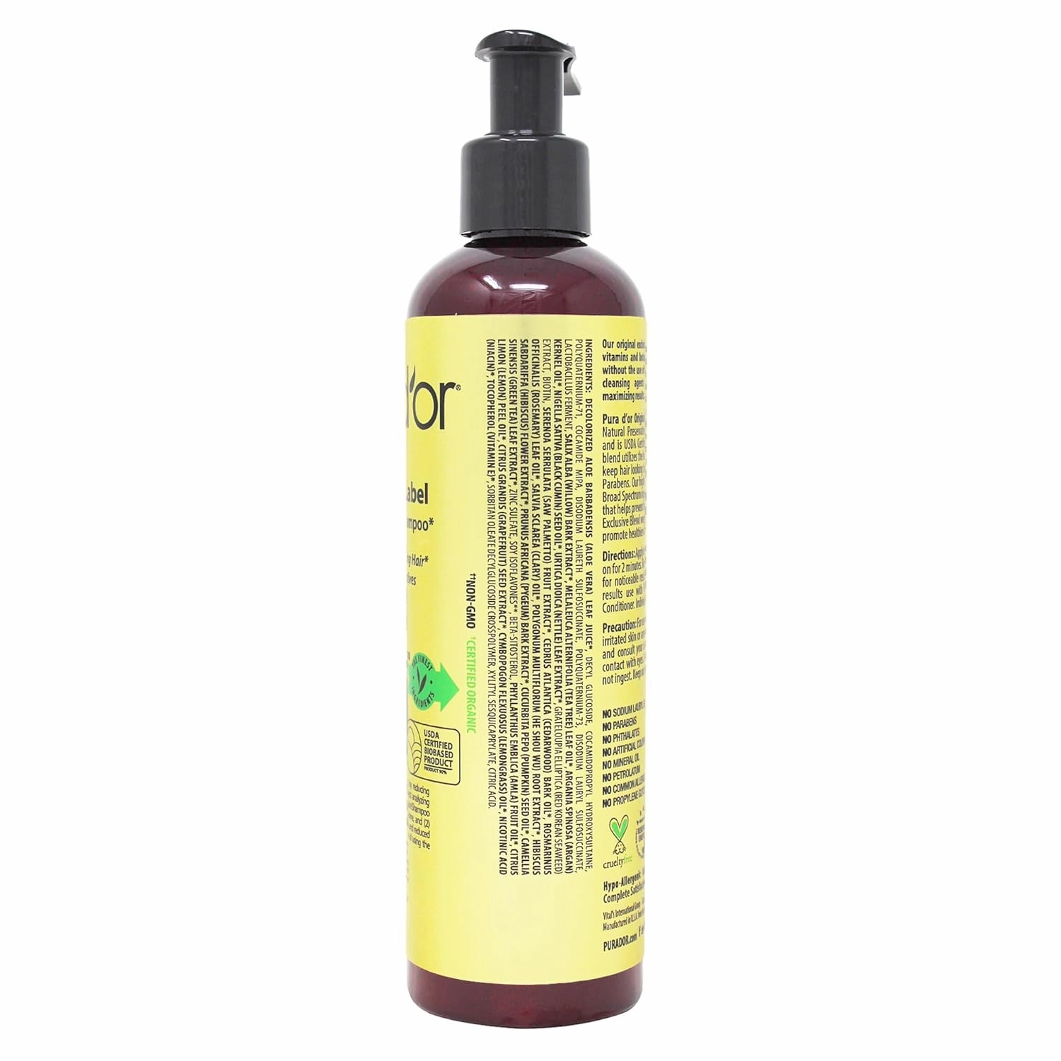 PURA D'OR 8 Oz Original Gold Label Anti-Thinning Biotin Shampoo Natural Earthy Scent, CLINICALLY TESTED Effective Results, Herbal Blend Hair Thickening Products, Women & Men, Color Treated Hair
