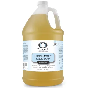 Pure Castile Liquid Soap, UNSCENTED, 1 Gallon - Multipurpose: Hands, Face, Body, Laundry, Dishes & More - For Sensitive Skin, All-Natural Ingredients, Fragrance Free