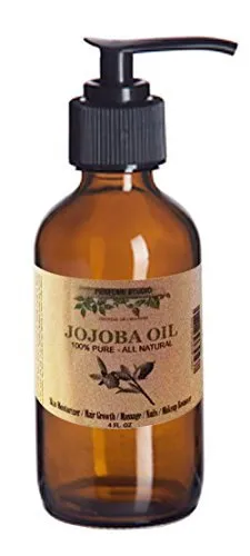 Pure Organic Moisturizing Jojoba Oil for Skin, Hair, Massage and Nails (4 Oz Amber Glass Pump Bottle) – Rejuvenating Anti-Aging Oil