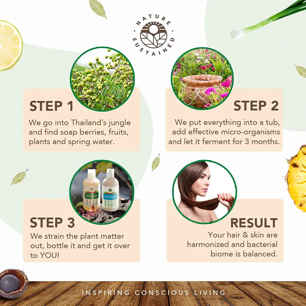Pure, Sensitive Skin Shampoo & Conditioner Raw Probiotic Plant Formula (pH Balanced) for Sensitive Skin & Dry Hair - (9 Oz. Bottles) (Original, 2-Pack)